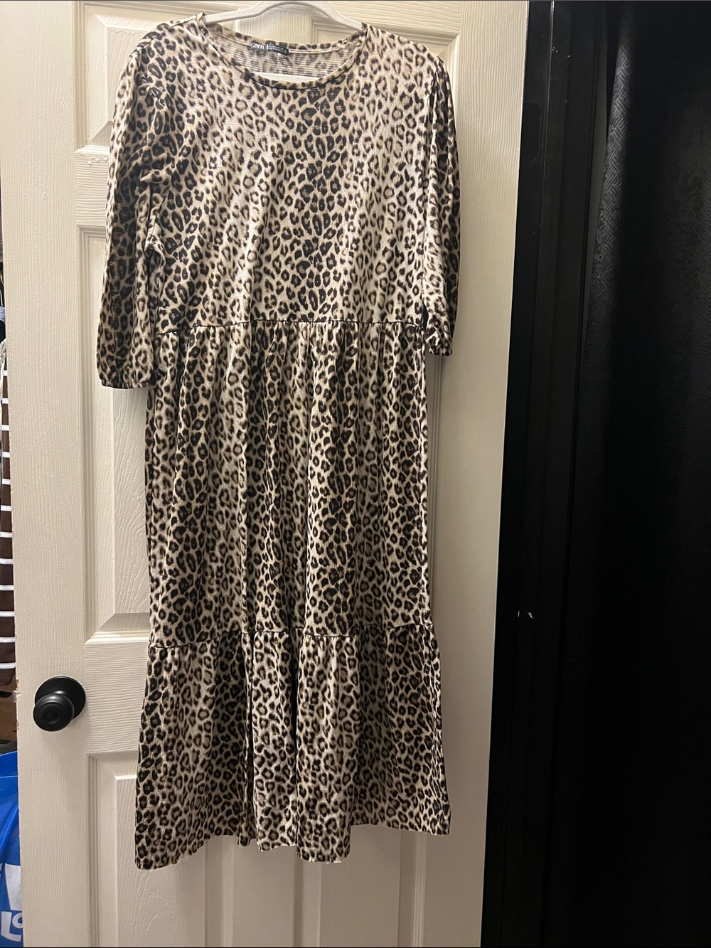 Zara Leopard Print Maxi Dress in Beige and Brown